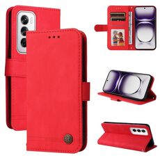 Per OPPO Reno12 5G Global Skin Feel Life Tree Custodia in pelle con bottoni in metallo (rosso)