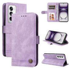 Per OPPO Reno12 5G Global Skin Feel Life Tree Custodia in pelle con bottoni in metallo (viola)