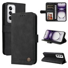 Per OPPO Reno12 5G Global Skin Feel Life Tree Custodia in pelle con bottoni in metallo (Nero)