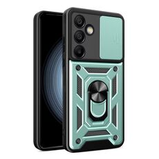 Per Samsung Galaxy S24 FE 5G Cover scorrevole per fotocamera Design TPU + Custodia per PC(Verde)