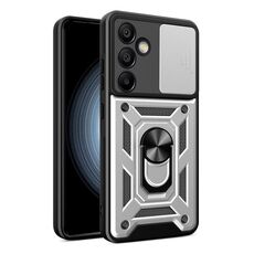 Per Samsung Galaxy S24 FE 5G Cover per fotocamera scorrevole Design TPU + Custodia per PC (Argento)