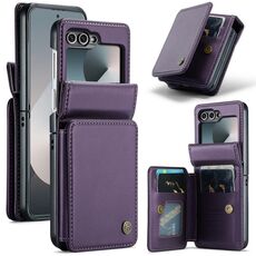 Per Samsung Galaxy Z Flip6 5G CaseMe C22 PC+TPU Custodia antifurto in pelle stile business RFID (viola)