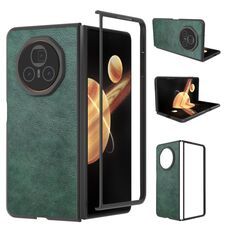Custodia per telefono in PU con texture Lichi Dual Color For Honor Magic V3 (verde)
