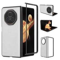 Custodia per telefono in PU con texture Lichi Dual Color For Honor Magic V3 (bianca)
