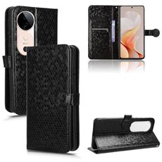 Custodia per telefono in pelle con texture a nido d'ape per vivo S19 (nera)