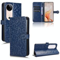 Custodia per telefono in pelle con texture a nido d'ape per vivo S19 (blu)
