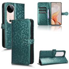 Custodia per telefono in pelle con texture a nido d'ape per vivo S19 (verde)