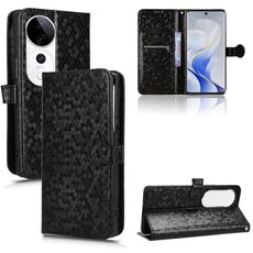 Per vivo S19 Pro Custodia per telefono in pelle con trama a nido d'ape (nero)