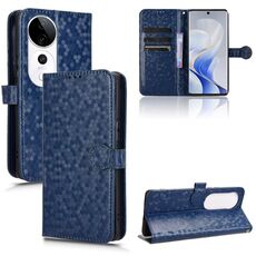 Per vivo S19 Pro Custodia per telefono in pelle con trama a nido d'ape (blu)