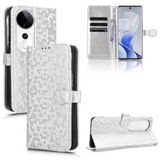 Per vivo S19 Pro Custodia per telefono in pelle con trama a nido d'ape (argento)