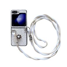 Custodia protettiva per telefono con motivo Camelia Impression per Samsung Galaxy Z Flip6 con cordino lungo (bianco)