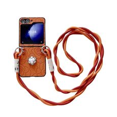 Per Samsung Galaxy Z Flip6 Impression Camelia Custodia protettiva per telefono con cordino lungo (Arancione)
