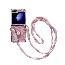 Custodia protettiva per telefono con motivo Camelia Impression per Samsung Galaxy Z Flip6 con cordino lungo (rosa)