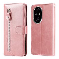 Per Honor 200 Pro Custodia per cellulare in pelle con cerniera alla moda con texture di vitello (oro rosa)