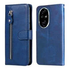 Per Honor 200 Pro Custodia per cellulare in pelle con cerniera alla moda con texture di vitello (blu)