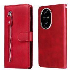 Per Honor 200 Pro Custodia per cellulare in pelle con cerniera alla moda con texture di vitello (rossa)
