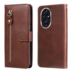 Custodia per cellulare in pelle con cerniera alla moda per Honor 200 (marrone)