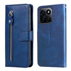 Custodia per telefono in pelle con cerniera e texture di vitello alla moda per Honor Play 60 Plus (blu)