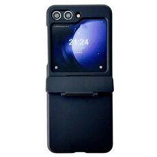 Per Samsung Galaxy Z Flip6 Custodia protettiva antiurto per PC con copertura totale in pelle (nera)