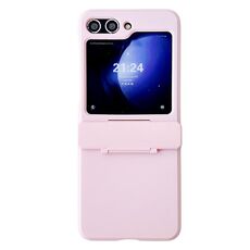 Per Samsung Galaxy Z Flip6 Custodia protettiva antiurto per PC con copertura completa in pelle (rosa)