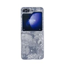 Per Samsung Galaxy Z Flip6 Custodia per telefono a copertura totale in stile ricamo (grigio)