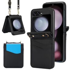 Per Samsung Galaxy Z Flip6 Custodia pieghevole con doppio slot per schede (nero)