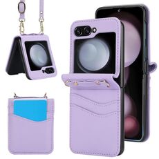Custodia pieghevole per telefono Samsung Galaxy Z Flip6 con doppio slot per schede (viola)