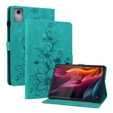 Custodia per tablet in pelle goffrata giglio per Lenovo Tab K11 Plus (verde)