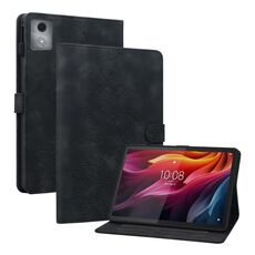 Custodia per tablet in pelle goffrata giglio per Lenovo Tab K11 Plus (nera)
