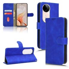 Custodia per telefono in pelle con vibrazione magnetica Skin Feel per vivo S19 (blu)