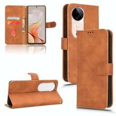 Custodia per telefono in pelle con vibrazione magnetica Skin Feel per vivo S19 (marrone)