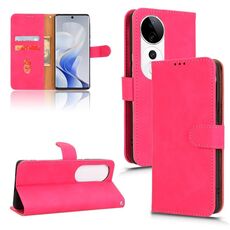 Per vivo S19 Pro / V40 Custodia per telefono in pelle magnetica con vibrazione della pelle (rosa rosso)
