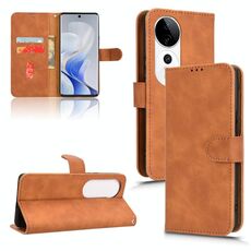 Custodia per telefono in pelle con vibrazione magnetica Skin Feel per vivo S19 Pro / V40 (marrone)