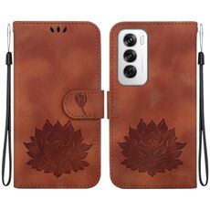 Per la custodia per telefono in pelle goffrata Global Lotus OPPO Reno12 5G (marrone)