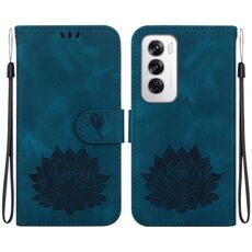 Per la custodia per telefono in pelle goffrata Global Lotus OPPO Reno12 5G (blu scuro)