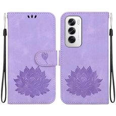 Per la custodia per telefono in pelle goffrata Global Lotus OPPO Reno12 5G (viola)