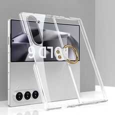 Per Samsung Galaxy Z Fold6 Custodia per telefono galvanica GKK con anello (trasparente)