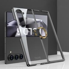 Per Samsung Galaxy Z Fold6 Custodia per telefono galvanica GKK con anello (nero)