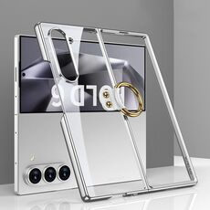 Per Samsung Galaxy Z Fold6 Custodia per telefono galvanica GKK con anello (argento)