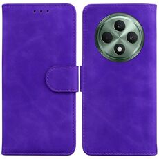 Per OPPO Reno12 F 5G Custodia in pelle con chiusura a scatto e colore puro (viola)
