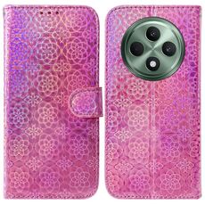 Per OPPO Reno12 F 5G Custodia per telefono in pelle con fibbia magnetica colorata (rosa)