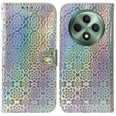 Per OPPO Reno12 F 5G Custodia per telefono in pelle con fibbia magnetica colorata (argento)