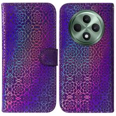Per OPPO Reno12 F 5G Custodia per telefono in pelle con fibbia magnetica colorata (viola)