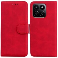 Custodia in pelle flip color puro per Honor Play 60 Plus (rosso)