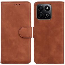 Custodia in pelle flip per telefono For Honor Play 60 Plus Skin Feel Pure Color (marrone)