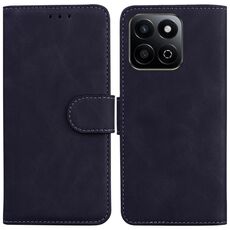 Custodia in pelle flip color puro per Honor Play 60 Plus (nero)