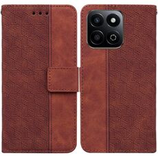 Custodia per telefono in pelle goffrata geometrica per Honor Play 60 Plus (marrone)