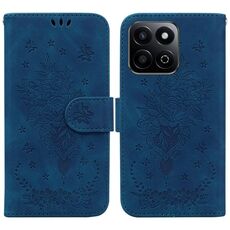 Custodia per telefono in pelle goffrata con motivo a farfalla rosa per Honor Play 60 Plus (blu)