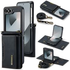 Per Samsung Galaxy Z Flip6 DG.MING M2 Series Card Bag Custodia magnetica in pelle per telefono (nero)
