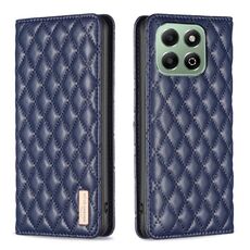 Custodia a conchiglia magnetica in pelle con motivo a reticolo diamantato per Honor X6b (blu)